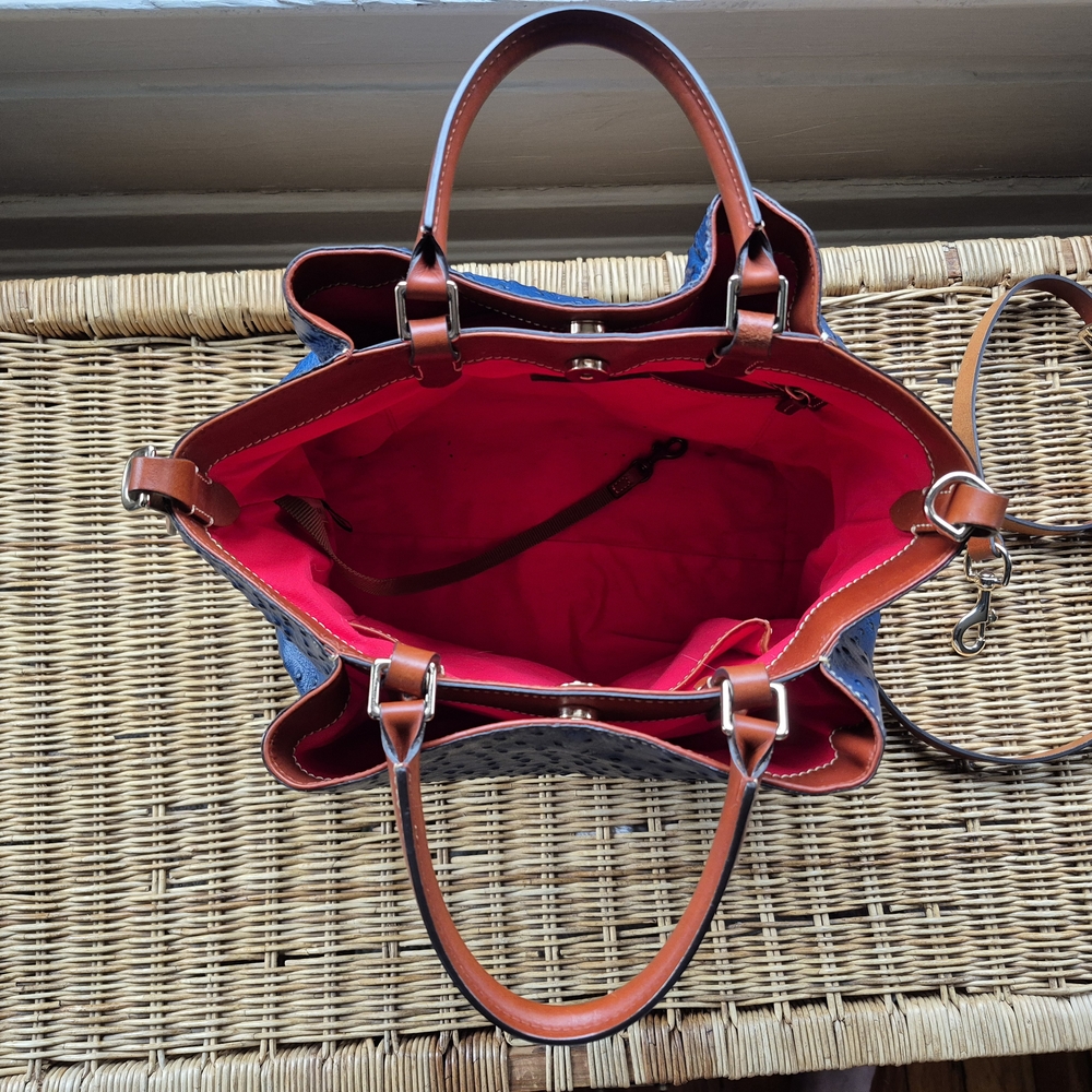 Dooney & Bourke Blue and Brown Textured Leather Tote - Picture 5 of 5